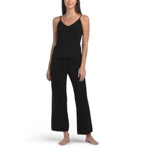 RACHEL ZOE Onyx Cashmere Tank Top And Pants Lounge Set